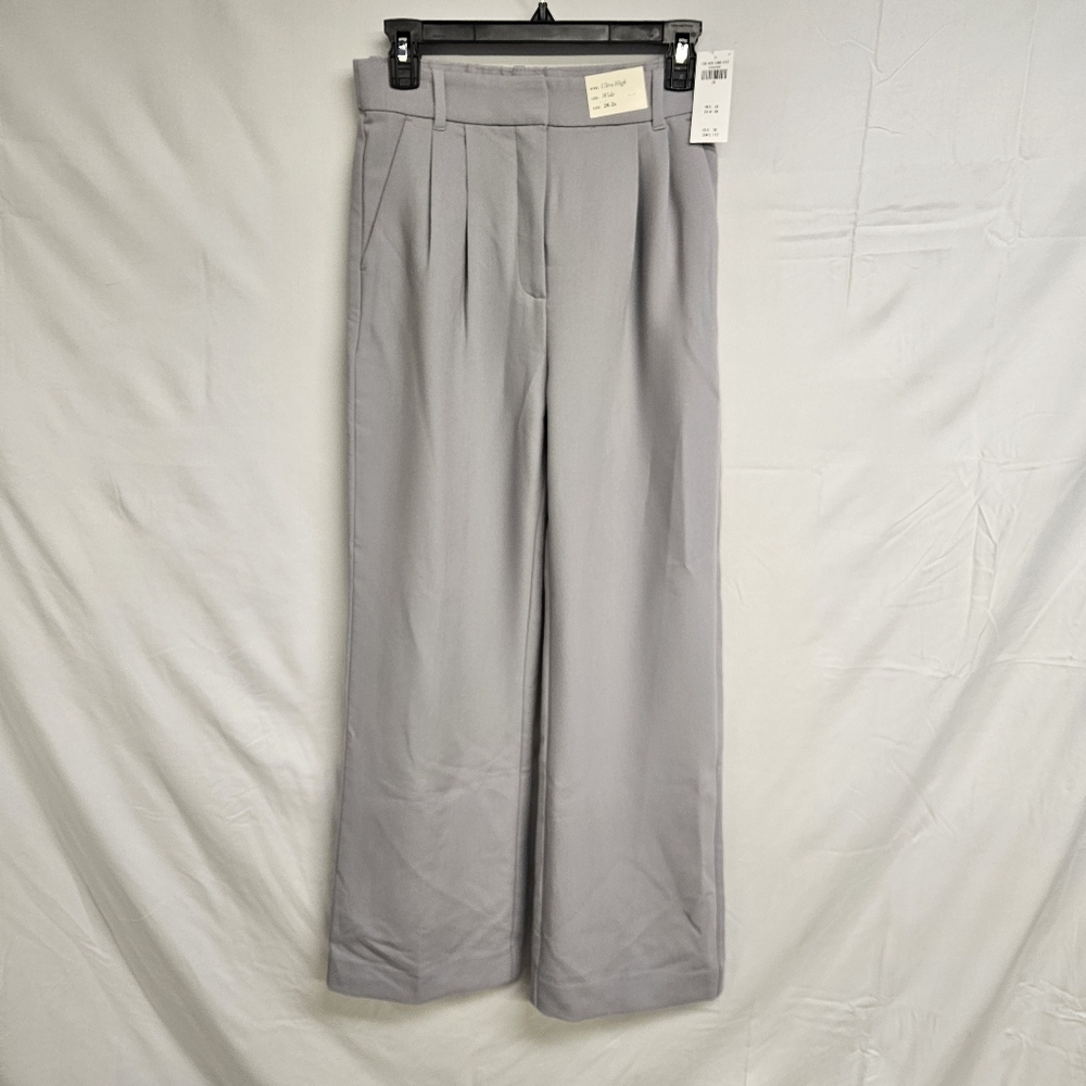 Abercrombie Fitch NWT Gray Ultra High Wide Leg Dress Pants Size 26 $90 Retail